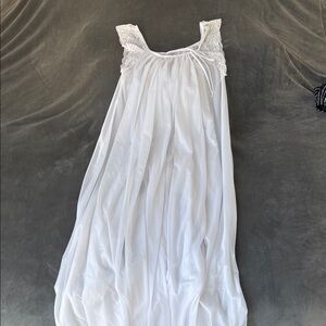 Elegant White Sheer Nylon & Lace Nightgown